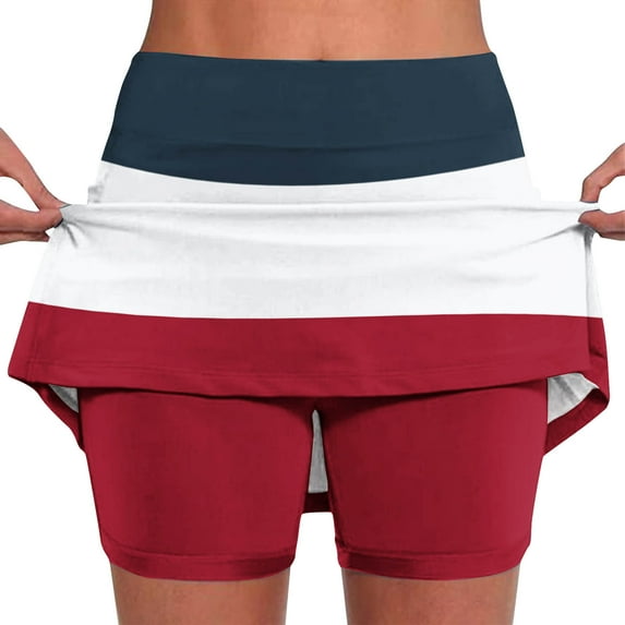 Jacenvly New Summer Skorts for Women Casual Women's Color Mid-Waist Skirt Pants Sports Shorts Bottoming Skirt Pants Soft Satiny Yoga Skirts with Shorts Orange