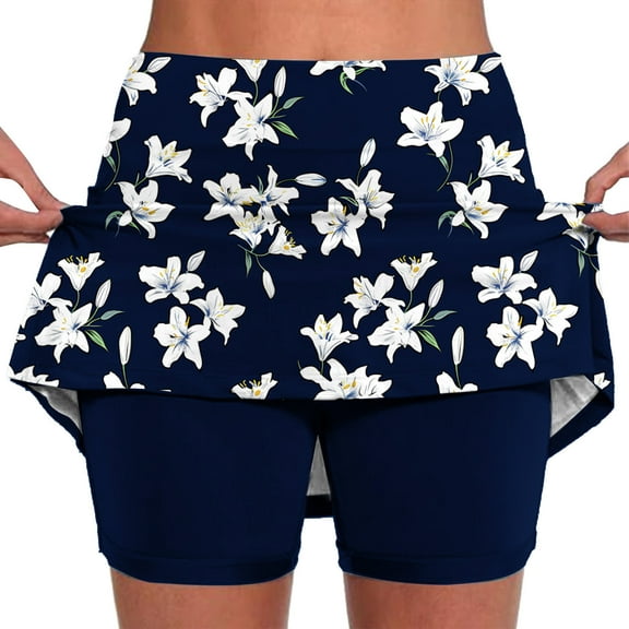 Jacenvly New Summer Skorts for Women Fashion Women's Color Mid-Waist Skirt Pants Sports Shorts Bottoming Skirt Pants Comfortable Multicolor
