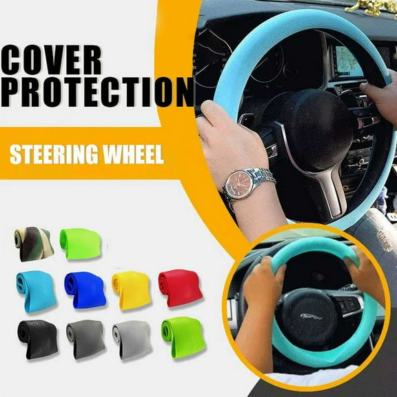 Jacenvly New Travel Essentials Car Steering Wheel Cover Washable Steering Wheel Cover Tasteless Fashion Non-Slip Grip Cover Car General Four Seasons Wear Soft