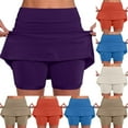 thumbnail image 1 of Jacenvly New Under Skirt Shorts Women Leisure Women's Color Mid-Waist Skirt Pants Sports Shorts Bottoming Skirt Pants Breathable Skirt with Shorts Plus Size Blue, 1 of 5