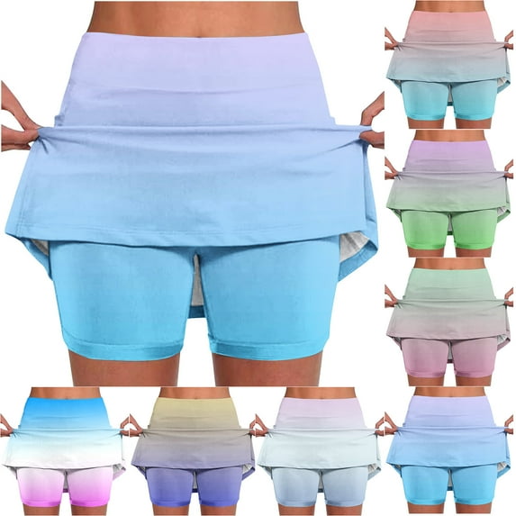 Jacenvly New Under Skirt Shorts Women Leisure Women's Color Mid-Waist Skirt Pants Sports Shorts Bottoming Skirt Pants Breathable Mint Green