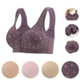 thumbnail image 1 of Jacenvly New Women Bras Plus Size Women Middle-Aged and Elderly Printed Front Buckle Without Steel Ring Underwear Soft Cotton Large Size Underwear Bra Cotton Front Buckle Lightweight Nursing Bras, 1 of 6