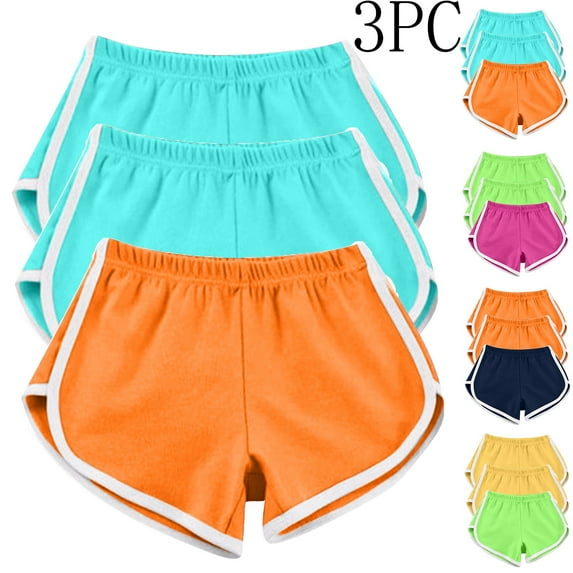 Jacenvly New Womens Shorts 3Pcwomen Casual Summer Sports Shorts Workout Yoga Shorts Active Shorts Uv Protection Elastic High Waistleisure Women'S Plus Summer Shorts Orange