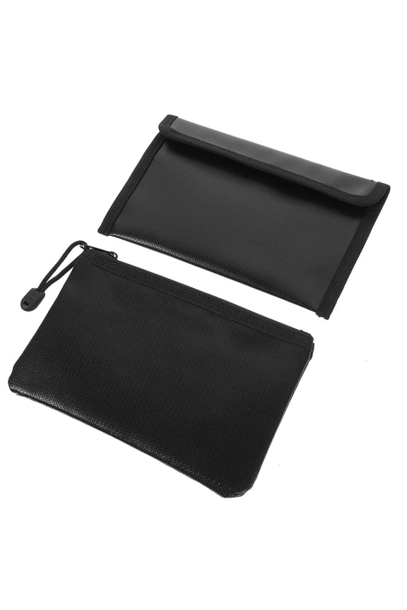 2Pcs Black Fireproof Document Pouch Water Prevent Folder for Important Files