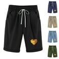 thumbnail image 1 of Jacenvly New Womens Shorts Women'S Shorts Cotton and Linen Fashionable Printing Elastic Waist 5-Inch Pants Drawstring 5-Inch Shorts Lightweight High Waist Shorts for Women Casual Khaki, 1 of 7