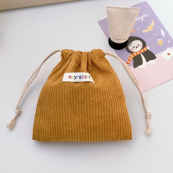 Jacenvly New Years Eve Party Supplies Corduroy Elastic Hair Tie Organizer Fragment Mouth Red Envelope Portable Cosmetic Storage Bag