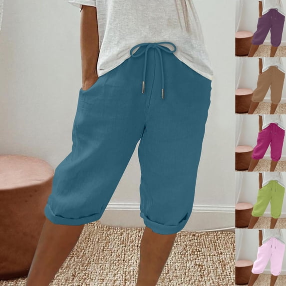 Jacenvly New Yoga Half Shorts Pants Women'S Solid Color Shorts Casual Women'S Shorts Capris Quick Drying Elastic High Waistloose Womens Half Shorts Purple