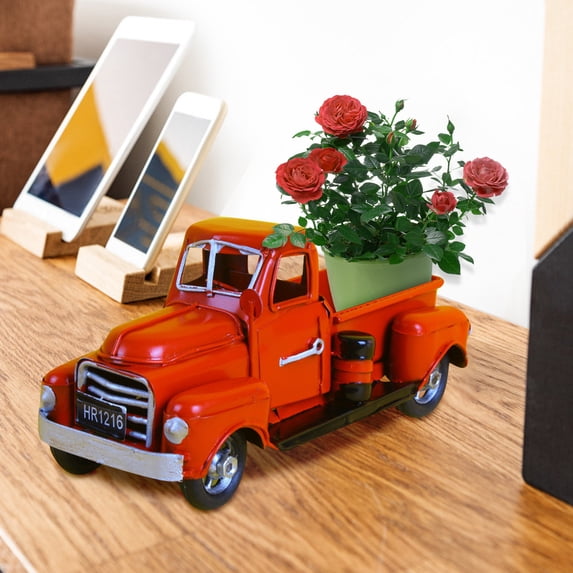 Jacenvly Outdoor Christmas Decorations Retro Style Truck Garden Decoration Flowerpot Truck Creative Decoration Christmas Ornaments