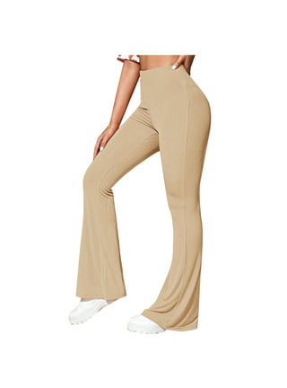 MRLION Ribbed Joggers Women Knitted Flare Pants Slim High Waist