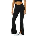 thumbnail image 1 of Jacenvly Pants for Women Flared Pants Extra Long Elastic Waisted Plain Formal Trousers for Women Flare Pants Workout Leggings Stretchy Non-See Through Bootcut Yoga Pants, 1 of 6
