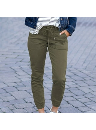 Jacenvly Pants for Women Clearance Harem Pants Long Mid Waisted Pocket  Plain Women's Pants High Waist Jogger Cargo Solid Color Pants with Matching