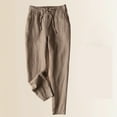 thumbnail image 1 of Jacenvly Pants for Women Harem Pants Long High Waisted Drawstring Pocket Plain Trousers for Women Fashionable Linen Pants, Cropped Pants, Cotton and Linen Leggings, Loose Casual Pants, 1 of 3