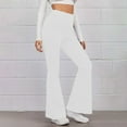 thumbnail image 1 of Jacenvly Pants for Women Straight-Leg Pants Extra Long High Waisted Pocket Plain Women's Pants Casual Slim High Elastic Waist Solid Color Sports Yoga Flare Pants, 1 of 9