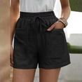 thumbnail image 1 of Jacenvly Plus Size Summer Stretch Legging for Ladies Biker Shorts Misses Loose Wide Leg Pants High Waist Straight Pants Casual Cotton Linen Quick-Drying Shorts, 1 of 5