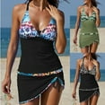 thumbnail image 1 of Jacenvly Plus Size Swimsuits for Women 2Pcs Clearance Bathing Suits Tankini Swim Dress with Low Waist Shorts Black, 1 of 1