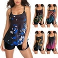 thumbnail image 1 of Jacenvly Plus Size Swimsuits for Women 2Pcs Swimdress Two-Piece Swimwear with Tankini Top Bathing Suits Dark Blue, 1 of 5