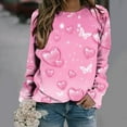 thumbnail image 1 of Jacenvly Pullover Sweaters for Women Crew Neck T Shirt Leisure Long Sleeve Shirt Soft Comfort Heart Printed Valentine'S Day Printed Blouse Casual Tunic Tops Multicolor, 1 of 5