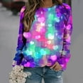 thumbnail image 1 of Jacenvly Pullover Sweaters for Women Clearance Round Neck Blouse Leisure Long Sleeve Shirt Soft Comfort Contrast Color Valentine'S Day Printed Blouse Casual Tunic Tops Multicolor, 1 of 1