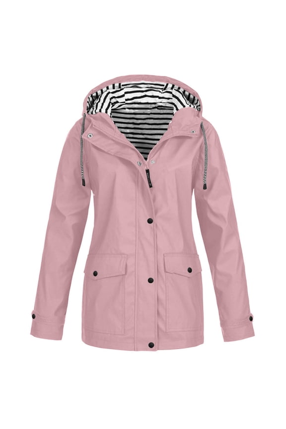 Rain Coat for Women Waterproof Windproof Removable Hood Pocket Womens Fall Jackets Lightweight Warm Fashionable Casual Coats Hiking Mountain Ski Outdoor Sports Jacket