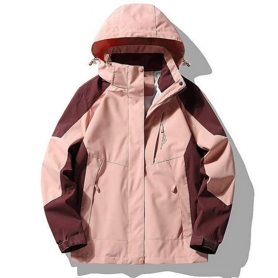 Jacenvly Rain Coat for Women Waterproof Windproof Removable Hood Zip Pocket Womens Fall Jackets Lightweight Warm Fashionable Casual Coats Hiking Mountain Ski Outdoor Sports Jacket