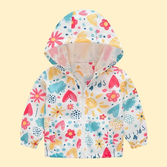 Jacenvly Rain Jacket Girls/Boys Waterproof Windproof with Hood Pocket Winter Coats for Kids Boys/Girls Lightweight Warm Comfortable Cute Coats Outdoor Activity Jacket