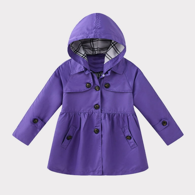 Jacenvly Rain Jacket Girls Clearance Waterproof Windproof with Hood Pocket  Winter Coats for Girls Lightweight Warm Comfortable Cute Coats Outdoor