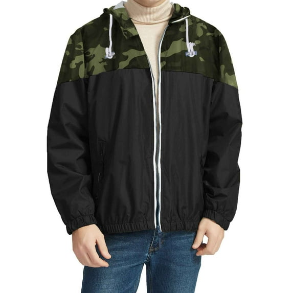 Jacenvly Rain Jacket Men Waterproof Windproof Drawstring Hooded Zip Pocket Mens Winter Coats Lightweight Warm Fashionable Casual Coats Hiking Mountain Ski Outdoor Sports Jacket