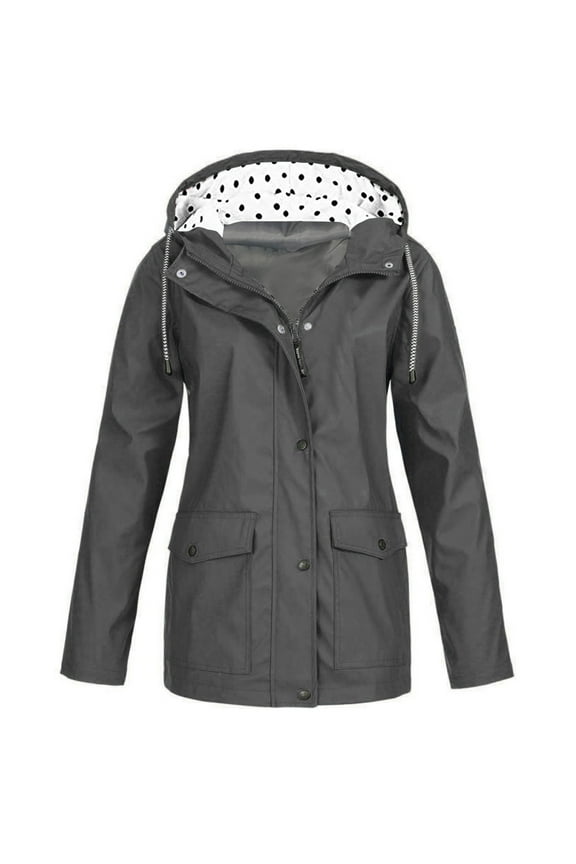 Rain Jacket Women Waterproof Windproof Drawstring Hooded Pocket Womens Winter Coats Lightweight Warm Fashionable Casual Coats Hiking Mountain Ski Outdoor Sports Jacket