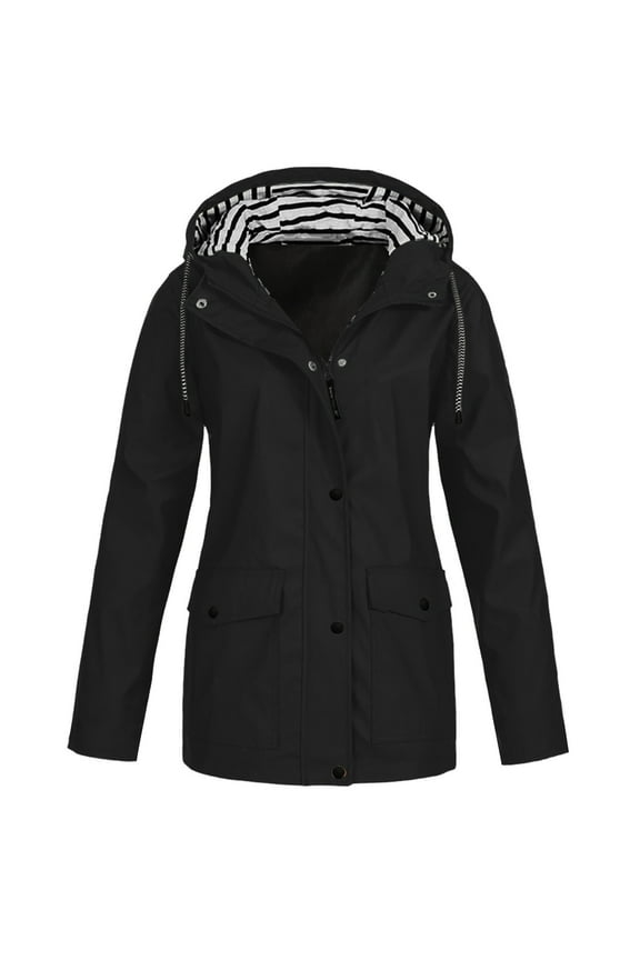 Rain Jacket Women Waterproof Windproof Drawstring Hooded Pocket Womens Winter Coats Lightweight Warm Fashionable Casual Coats Hiking Mountain Ski Outdoor Sports Jacket