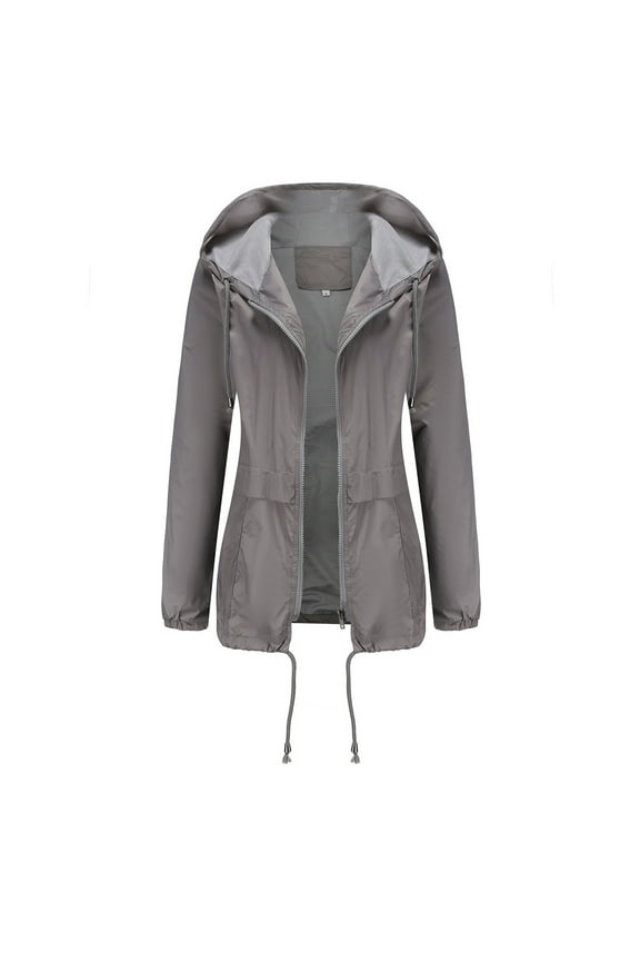 Rain Jacket Women Waterproof Windproof Drawstring Hooded Pocket Womens Winter Coats Lightweight Warm Fashionable Casual Coats Hiking Mountain Ski Outdoor Sports Jacket