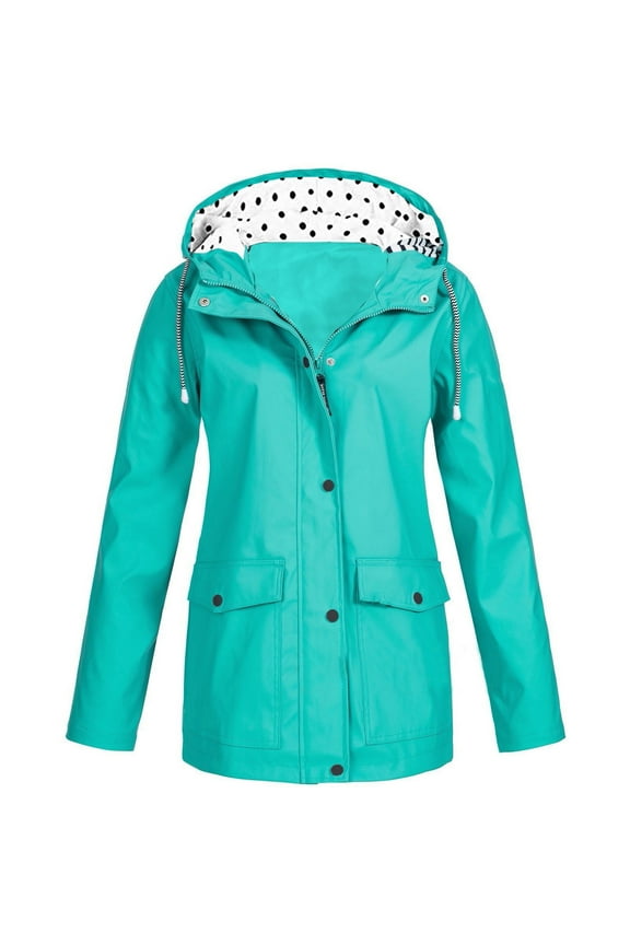 Rain Jacket Women Waterproof Windproof Drawstring Hooded Pocket Womens Winter Coats Lightweight Warm Fashionable Casual Coats Hiking Mountain Ski Outdoor Sports Jacket