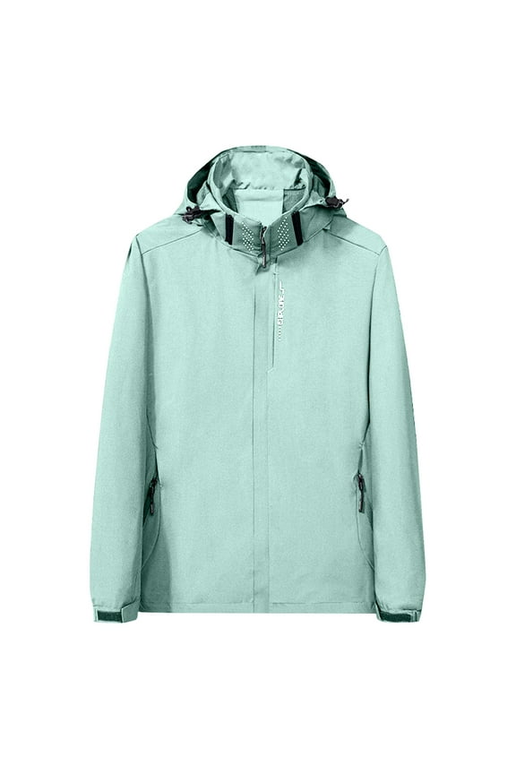 Rain Jacket Women Waterproof Windproof Drawstring Hooded Zip Pocket Womens Winter Coats Lightweight Warm Fashionable Casual Coats Hiking Mountain Ski Outdoor Sports Jacket