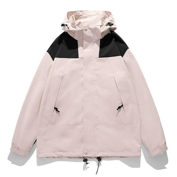 Jacenvly Rain Jacket Women Waterproof Windproof Drawstring Hooded Zip Pocket Womens Winter Coats Lightweight Warm Fashionable Casual Coats Hiking Mountain Ski Outdoor Sports Jacket