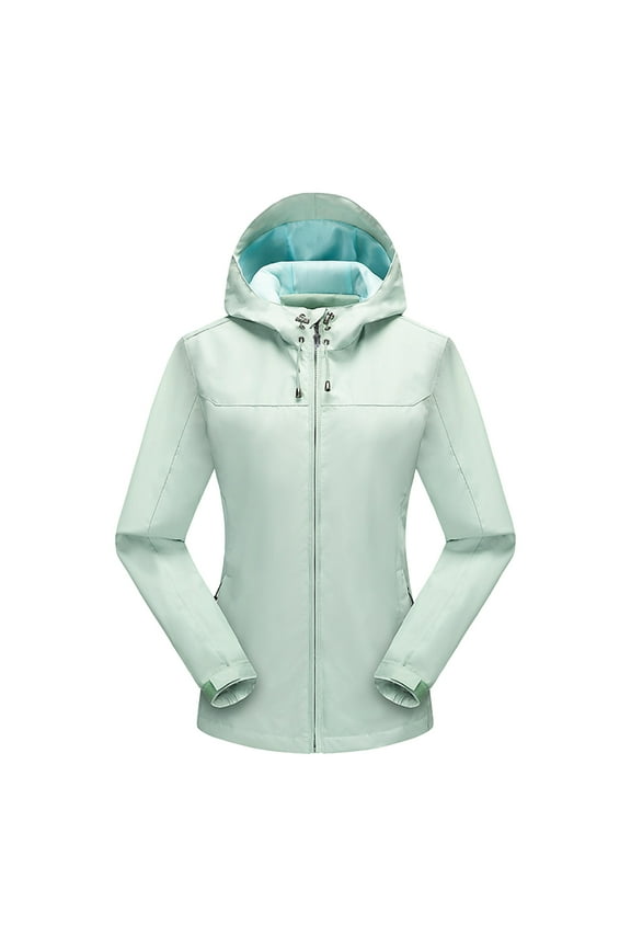 Rain Jacket Women Waterproof Windproof Drawstring Hooded Zip Pocket Womens Winter Coats Lightweight Warm Fashionable Casual Coats Hiking Mountain Ski Outdoor Sports Jacket