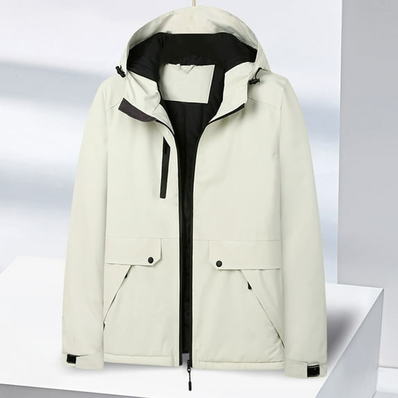 Jacenvly Rain Jacket Women/Men Waterproof Windproof Removable Hood Zip Pocket Women'S/Men'S Sport Coats Lightweight Warm Fashionable Casual Coats Hiking Mountain Ski Outdoor Sports Jacket