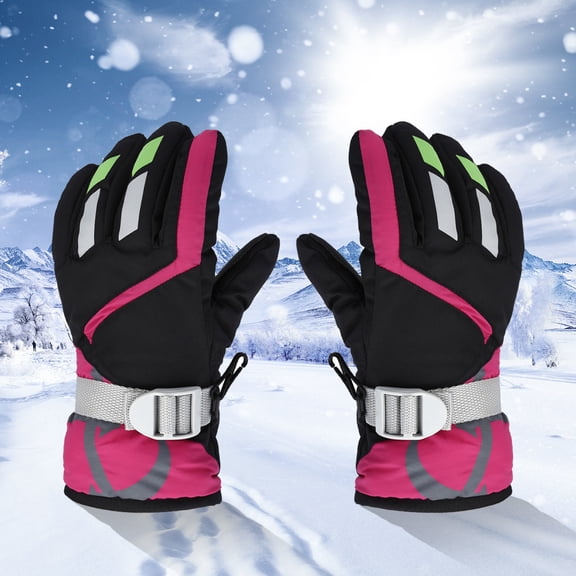 Jacenvly Rechargeable Heated Gloves Children'S Winter and Snowproof Gloves Mountaineering Windproof