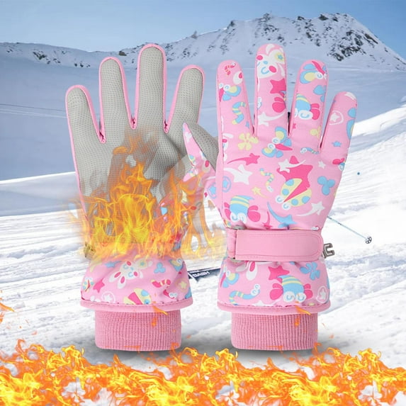 Jacenvly Rechargeable Heated Gloves Kids Ski Snow Gloves Winter Cold Weather Windproof Warm Snowboard Sport Mittens for Boys Girls