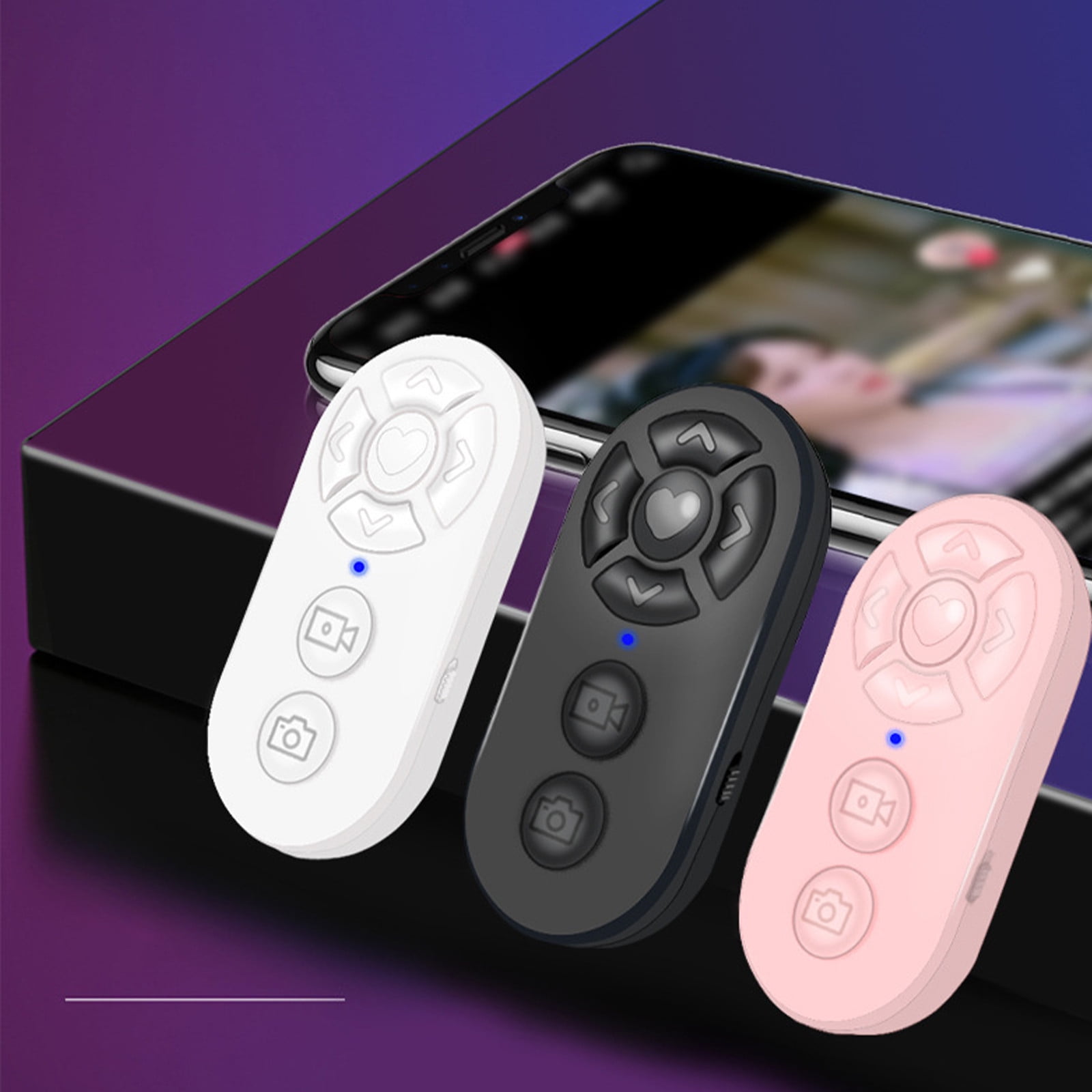 Telecomando Bluetooth Page Turner, telecomando senza fili, telecomando app Bluetooth, telecomando fotocamera otturatore pulsante selfie per telefoni cellulari tablet (rosa