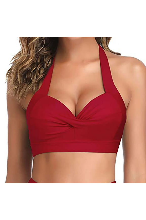 Bathing Suits for Women Plus Tankini Junior High Waist Swimsuits Red