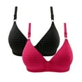 thumbnail image 1 of Jacenvly Sleep Bras for Women Solid Loose Leisure Womens Bralettes 2Pcs Woman'S Embroidered Glossy Breathable Bra Underwear No Rims Black, 1 of 2
