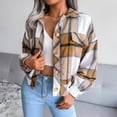 thumbnail image 1 of Jacenvly Spring Womens Jackets Fleece Plaid Flannel Jacket Soft Warm Long Sleeve Outerwear Lapels Pocket Button up Coats Loose Casual Thigh Length Blouse, 1 of 5