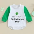 thumbnail image 1 of Jacenvly St. Patrick'S Day Boys Clothes Clearance Lightweight Loose Round Neck Newborn Boys Girls Long Sleeve Oversized Shamrocks Sweatshirt Bodysuit Shamrocks Bodysuit 3-12 Months Green, 1 of 6