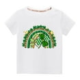 thumbnail image 1 of Jacenvly St. Patrick'S Day Boys Clothes Lightweight Short Sleeve Kids Shirt Loose Round Neck Toddler Kids Boys Girls Fashion Cute Solid Color Print Top 3-9 Years White, 1 of 3