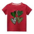 thumbnail image 1 of Jacenvly St. Patrick'S Day Boys Clothes Clearance Satiny Cozy Short Sleeve Kids Shirt New Style Round Neck Toddler Kids Boys Girls Fashion Cute Print Top 3-9 Years Red, 1 of 3