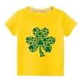 thumbnail image 1 of Jacenvly St. Patrick'S Day Girls Clothes Satiny Cozy Short Sleeve Kids Shirt New Style Round Neck Toddler Kids Boys Girls Fashion Cute Print Top 3-9 Years Yellow, 1 of 3
