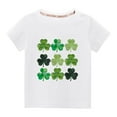 thumbnail image 1 of Jacenvly St. Patrick'S Day Girls Clothes Skin-Friendly Short Sleeve Kids Shirt Loose Round Neck Toddler Kids Boys Girls Fashion Cute Print Top 3-9 Years White, 1 of 3