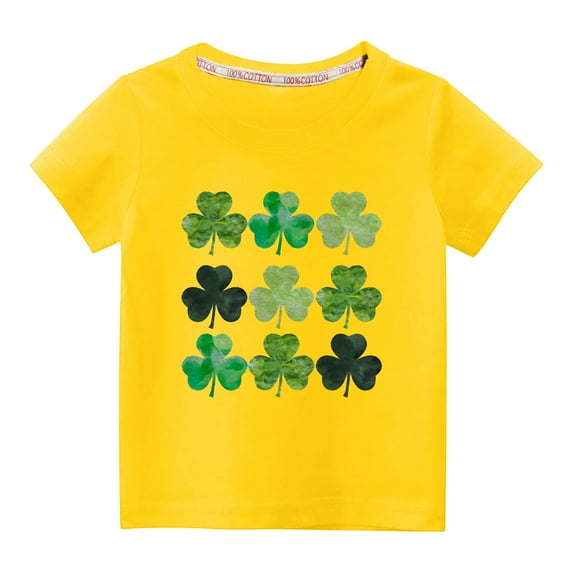 Jacenvly St. Patrick'S Day Girls Clothes Soft Comfortable Short Sleeve Kids Shirt Trendy Crewneck Toddler Kids Boys Girls Fashion Cute Round Neck Print Top 3-9 Years Yellow