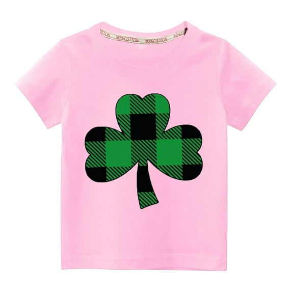 Jacenvly St. Patrick'S Day Kids Clothes Skin-Friendly Short Sleeve Kids Shirt Trendy Crewneck Toddler Kids Boys Girls Fashion Cute Round Neck Print Top 3-9 Years Pink