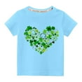 thumbnail image 1 of Jacenvly St. Patrick'S Day Kids Clothes Soft Comfort Short Sleeve Kids Shirt Trendy Crewneck Toddler Kids Boys Girls Fashion Cute Round Neck Print Top 3-9 Years Blue, 1 of 3