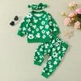 thumbnail image 1 of Jacenvly St. Patrick'S Day Toddler Girl Clothes Soft Comfort Long Sleeve Casual Crewneck 0-3 Years Girls St Patrick'S Day Outfits Infant Girls Tops Pants with Headband 3Pcs Set Green, 1 of 8
